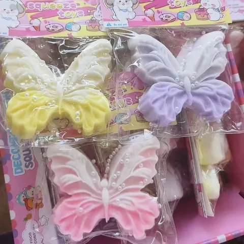 Cute Butterfly Squishy Toy Soft PVC Stress Relief Decompression Toy For Kids Adults Pink Yellow Gradient Sensory Toy Gift