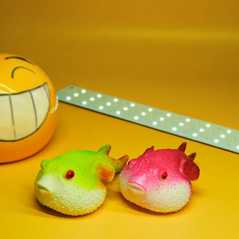 Simulation Pufferfish Squishy Toy Soft TPR Stress Relief Sensory Fidget Toy Colorful Animal Squeeze Toy For Kids Adults Fun Prank Gift