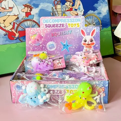 Octopusvormige Transparante Pailletten Squishy Speelgoed Zachte Plastic Stressverlichtend Speelgoed Voor Kinderen En Volwassenen Cadeau