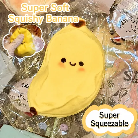 Jouet Squishy Banane de Simulation Douce Sensation d'Eau Jouet de Décompression pour Soulager le Stress Bureau Cadeau