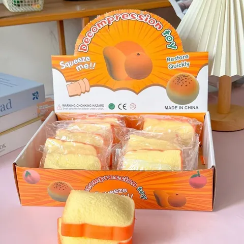 Simulation Bread Slice Squishy Toy Creative Rainbow Toast Food Play TPR Soft Rubber Stress Relief Rebound Sliced Bread Toy