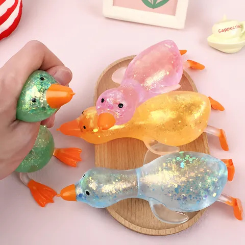 Glitter Maltose Duck Squishy Stress Relief Slow Rebound Squeeze Toy For Kids Adults Healing Soft Animals Toy