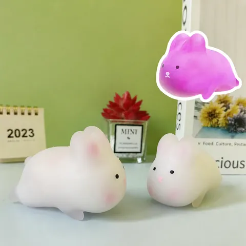 Χαριτωμένο Παιχνίδι Squishy Κουνελάκι Κινούμενων Σχεδίων Αλλαγή Χρώματος Ανακουφιστικό από το Στρες Μαλακό TPR Squeeze Fidget Toy για Ενήλικες και Παιδιά Δώρο