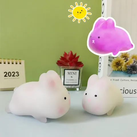 Cute Cartoon Bunny Squishy Toy Color Changing Rabbit Stress Relief Toy Soft TPR Squeeze Fidget Toy For Adults And Kids Stress Relief Gift