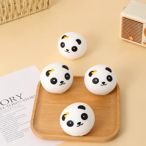 Cute Panda Head Squishy Stress Relief Toy Soft TPR Squeeze Fidget Ball For Anxiety Relief Animal Shape Desk Ornament Gift