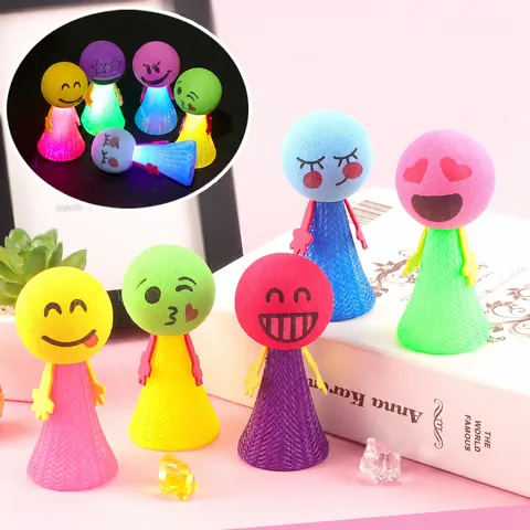 Juguete De Elfo Saltarín De Resorte Multicolor Luminoso Hombre Que Salta Con Expresiones Emoji Dibujos Animados Plástico Antiestrés Para Niños Regalos De Fiesta