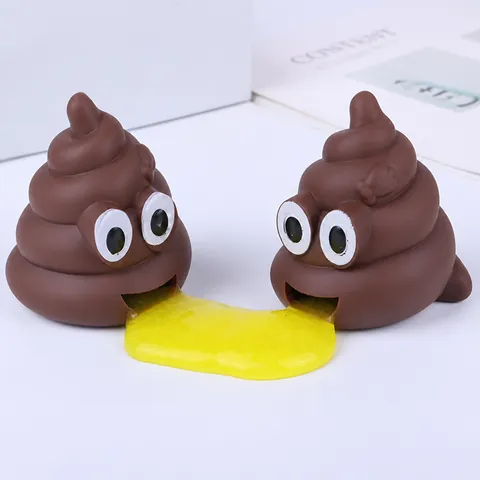 Funny Vomiting Poop Squishy Stress Relief Toy Brown Cartoon Poop Shape Prank Spoof Toy With Slime For Teens Adults Gift