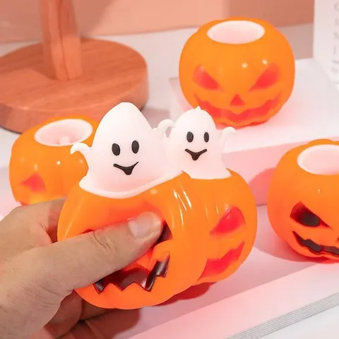 Jouet Squishy Anti-stress Citrouille et Fantôme d'Halloween Cup de Compression pour Enfants et Adultes Cadeau de Fête