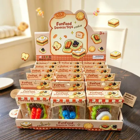 Jouet Squishy Pain Toast Simulation TPR Rebond Lent Jouet Anti-Stress Décoration de Bureau Cadeau pour Adultes Enfants