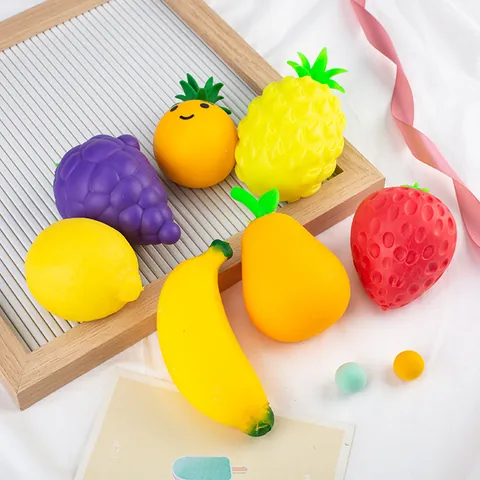 Creative Fruit Vegetable Squishy Toy Stress Relief Squeeze Ball Realistic Plastic Decompression Toy For Office Daily Adults Kids Gift