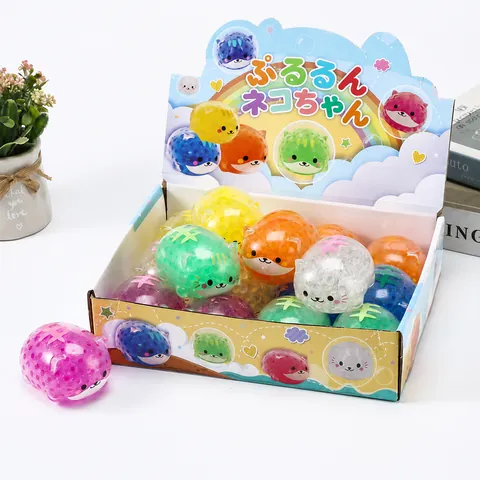 Jouet Anti-stress Mou Style Japonais Shiba Inu Chat TPR Perles d'Eau Colorées Jouet à Presser pour Soulager l'Anxiété Couleur Aléatoire
