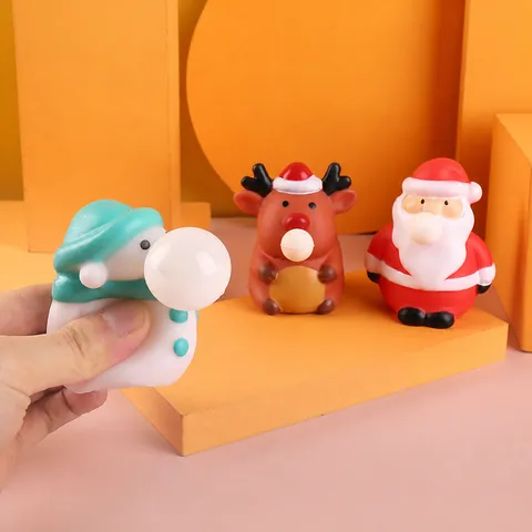 Natale Squishy Giocattolo Antistress TPR Babbo Natale Pupazzo di Neve Renna Soffio di Bolle Spremere Giocattolo Novità Regalo Festa