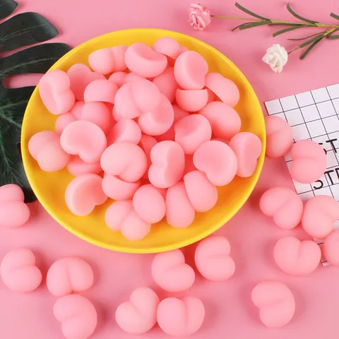 Pink Peach Butt Shaped Squishy Toy Soft TPR Stress Relief Phone Accessory 3D Cartoon Peach Fruit Dumpling For DIY Decoration