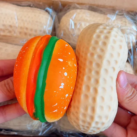 Realistic Peanut Hamburger Squishy Toy TPR Soft Decompression Squeeze Stress Relief Toy For Kids Adults Fun Simulation Food Sensory Toy