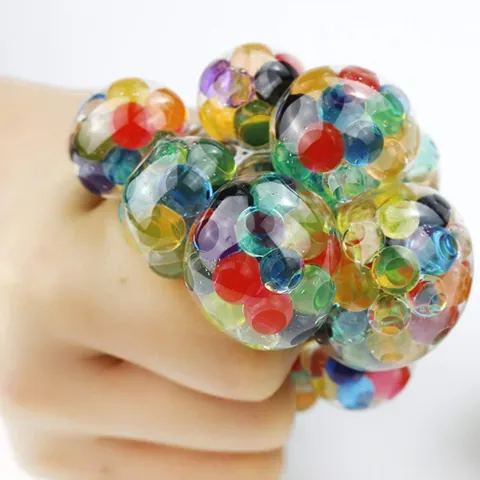 Palla Antistress a Rete Arcobaleno Squishy LED Giocattolo da Spremere Con Perline d'Acqua per Bambini Adulti Giocattolo Sensoriale