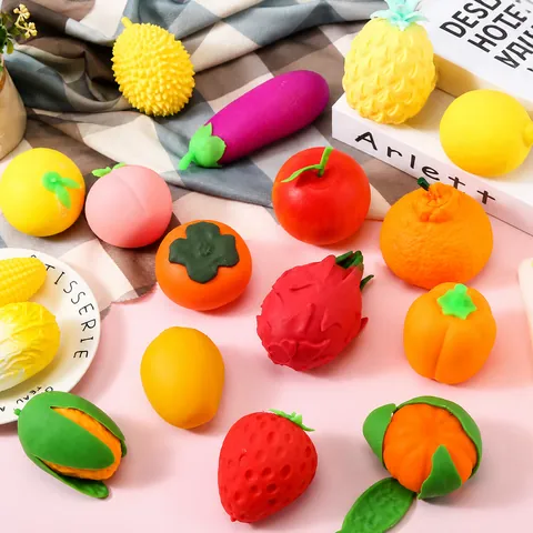 Giocattolo Squishy Simulazione Frutta Verdura Realistico TPR Antistress Palla da Spremere Giocattolo Sensoriale Fidget per Adulti Bambini