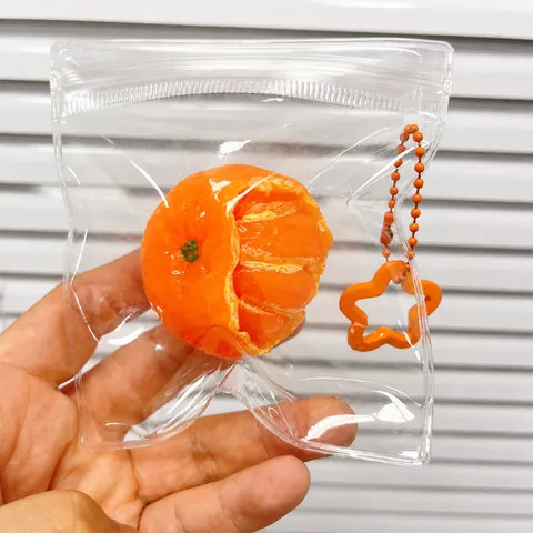 Peeled Orange Squishy Toy Slow Rebound Soft TPR Simulation Fruit Fidget Stress Relief Toy With Star Pendant For Adults Kids