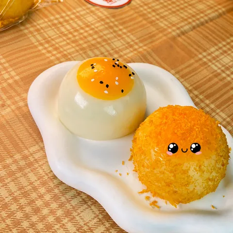 Simulation Egg Yolk Pastry Squishy Toy Slow Rebound Stress Relief Toy Soft Decompression Food Shape Squishy For Office Adult Kids