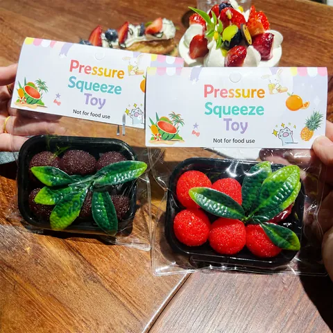 Juguete Squishy de Madroño Realista Simulación de Fruta Juguete para Apretar para Aliviar el Estrés Divertido Juguete de Fruta