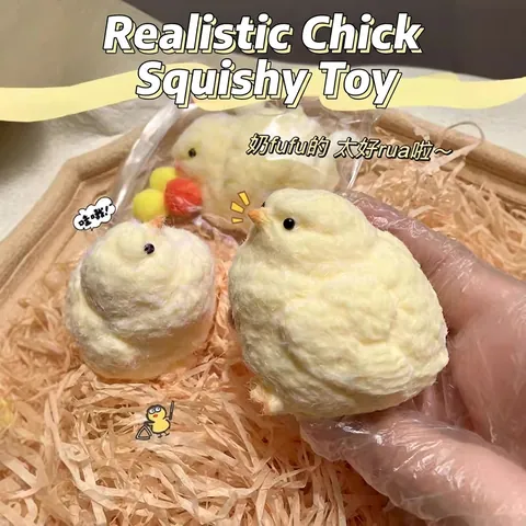 Simulation Chick Squishy Toy Flocked Silicone Soft Stress Relief Squeeze Toy Cartoon Animal Vent Ball For Kids Adults Gift