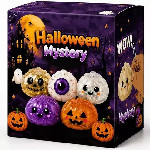 Halloween Ghost Squishy Mystery Box Stress Relief Toys TPR Squeeze Ghost Pumpkin Eyeball Skull Toy For Kids Party Favors Gift Set