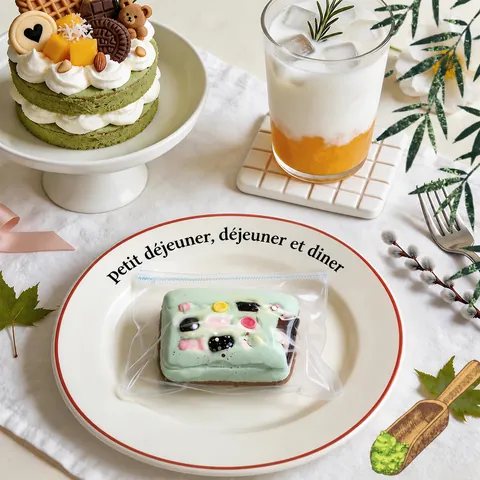 Gâteau au Chocolat en Silicone Fait à la Main Squishy Jouet Anti-Stress Simulation de Nourriture Pendentif pour Bureau Adultes Vert
