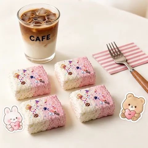Juguete Squishy de Pastel Rosa Hecho a Mano de Silicona de Grado Alimenticio Colgante de Descompresión Dulce Postre Herramienta Anti-Estrés