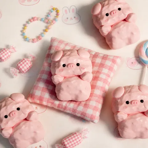 Pink Pig Squishy Toy Food Grade Silicone Slow Rebound Stress Relief Piggy Toy Handmade Decompression Squeeze Toy For Kids Adults