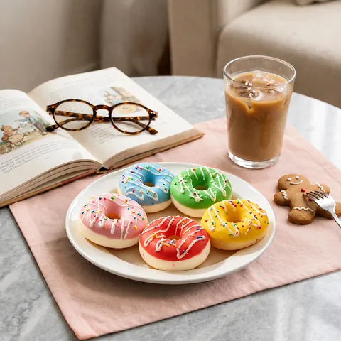 Squishy Donut en Silicone de Qualité Alimentaire Jouet Anti-Stress Pain Rayé à Rebond Lent pour Enfants et Adultes