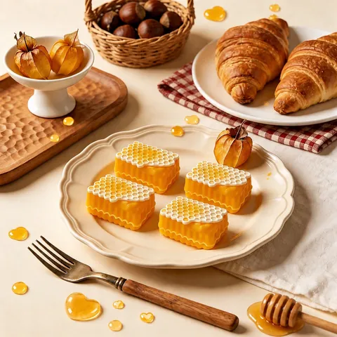 Jouet Anti-Stress Squishy en Silicone de Qualité Alimentaire Nid d'Abeille Simulation Réaliste Miel Cœur Liquide Ornement Décompressif
