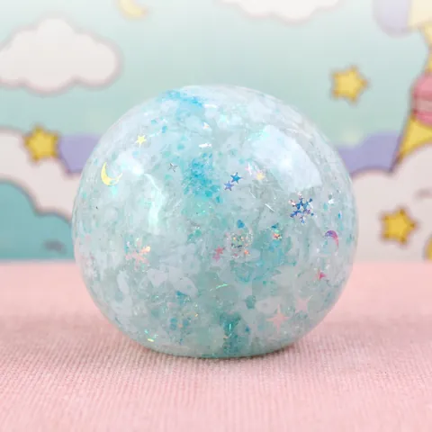 Giocattolo Squishy Antistress in Silicone Alimentare Sfera di Cristallo Celeste Con Paillette Stella Luna per Adulti Adolescenti