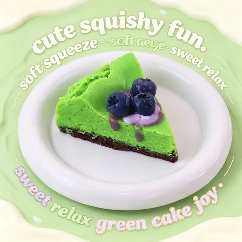 Jouet Squishy Gâteau aux Myrtilles Vert Réaliste Silicone Anti-stress Squeeze Toy Soft Slow Rising Dessert Modèle Décoration