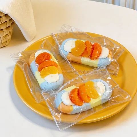 Jouet Squishy Biscuit à l'Orange Fait à la Main Anti-stress en Silicone Alimentaire Souple Mignon Décoratif de Bureau Jouet Sensoriel