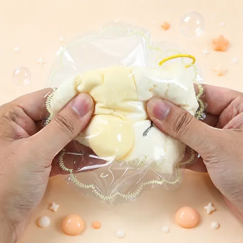 Handmade Food Grade Silicone Squishy Cloud Milk Ball Triangle Cake Simulation Slow Rebound Stress Relief Squeeze Toy With Pendant