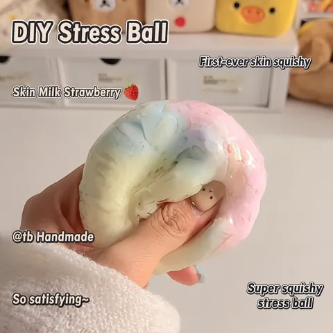 Handmade Crispy Squishy Ball Stress Relief Toy Macaron Color Simulation Food Sensory Squeeze Toy For Adults Kids Gift