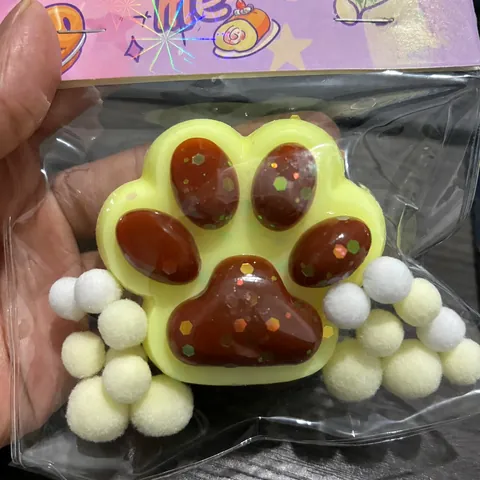 Simulation Cat Paw Squishy Toy For Stress Relief Large Soft TPR Glitter Sequin Decompression Toy For Adults Teenagers Daily Office Gift