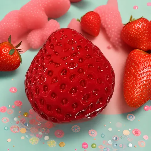 Simulation Large Strawberry Squishy Toy Slow Rebound Stress Relief Squeeze Toy TPR Aesthetic Red Pink Glitter Squishy Toy