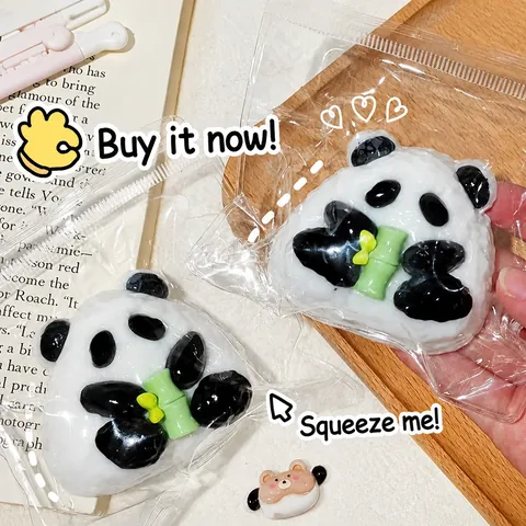 Giocattolo Morbido Panda Palla di Riso a Ritorno Lento Antistress Forma di Animale Cartone Animato Regalo per Studenti