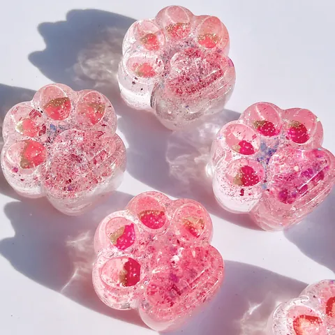 Παιχνίδι Squishy Πατούσα Γάτας Φράουλα Διαφανές Ροζ Γκλίτερ Αποσυμπίεση Taba Squishy για Γραφείο Ενήλικες Παιδιά Δώρο