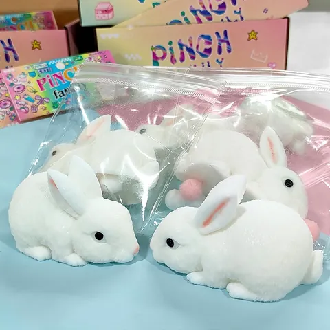 Jouet à Presser Lapin Super Doux TPR Soulagement du Stress Animal Fidget Toy Mignon Bunny Sensoriel Cadeau Enfants