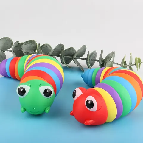 Articulated Fidget Slug Toy Rainbow Caterpillar Simulation Stress Relief Sensory Toy For Adults Teens Office Desk Decompressing Gift