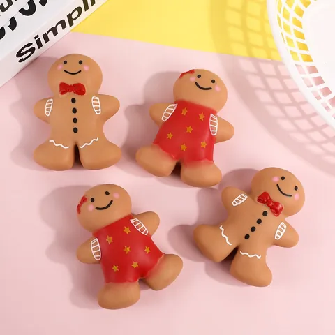 Jouet Squishy Bonhomme de Pain d'épices de Noël Mignon Anti-stress à Rebond Lent Dessin Animé Jouet à Presser pour Enfants Adultes