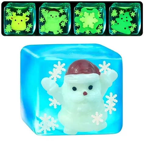 Christmas Luminous Squishy Toy Stress Relief Ice Cube Slow Rebound TPR Santa Reindeer Tree Snowflake Glow In The Dark Fidget Toy