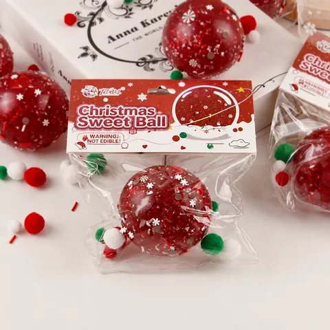 Christmas Maltose Style Squishy Stress Relief Ball Glitter Sequins Slow Rebound Squeeze Toy For Kids Party Favors Gift