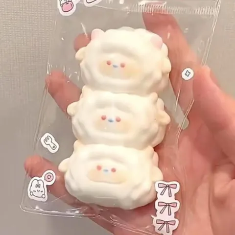 Dessin Animé Empilé Mouton Blanc Squishy Jouet Rebond Lent Soulagement du Stress PVC Jouet de Décompression pour Adultes Enfants