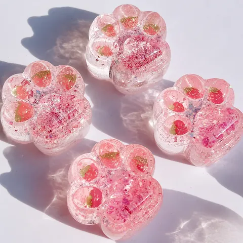 Cute Jelly Wax Cat Paw Squeeze Toy Stress Relief Squishy Toy For Kids Adults Transparent Gliter Paw Mochi Squishy Gift