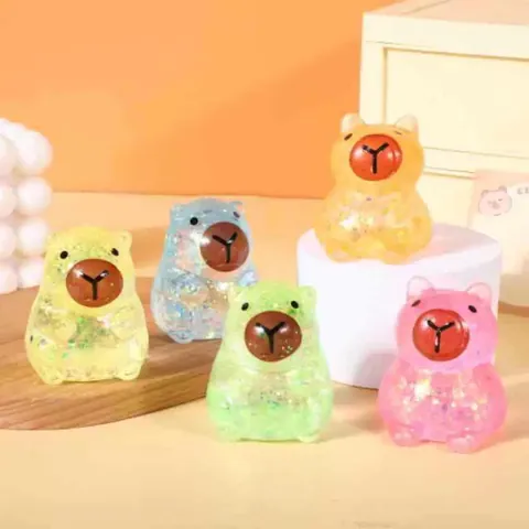 Wasserschwein Squishy Spielzeug Stressabbau Dekompressionsspielzeug Glitzer Durchscheinend Weichgummi Tier Quetschspielzeug Erwachsene Kinder Geschenk