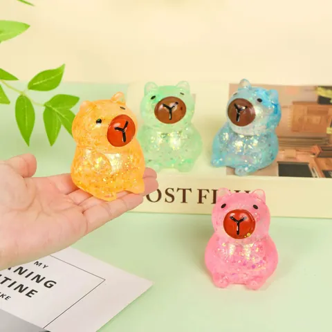 Wasserschwein Squishy Spielzeug Stressabbau Dekompressionsspielzeug Glitzer Durchscheinend Weichgummi Tier Quetschspielzeug Erwachsene Kinder Geschenk