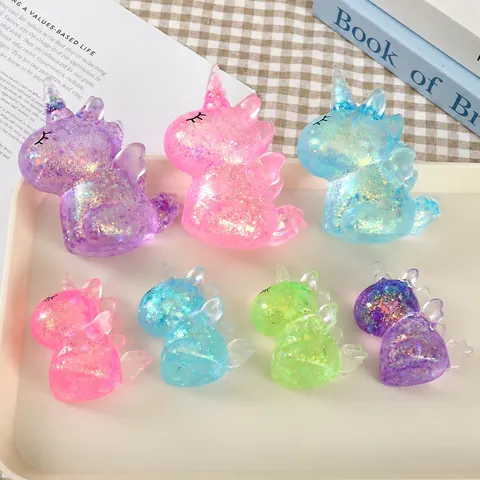 Cute Cartoon Unicorn Squishy Stress Relief Toy Fine Glitter Maltose Style Slow Rebound Malleable Animal Toy For Adults Kids Gift