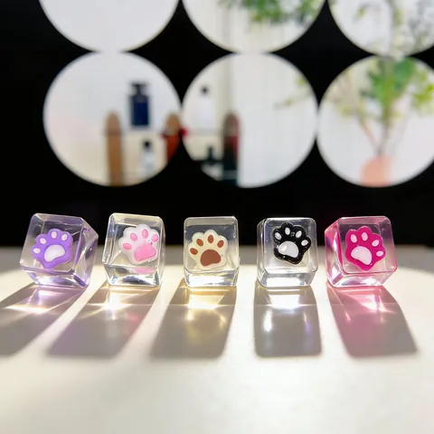 Summer Clear Ice Cube Squishy Toy Cat Paw Pattern Transparent Jelly Stress Relief Squeeze Toy Sensory Fidget Toy For Kids Adults